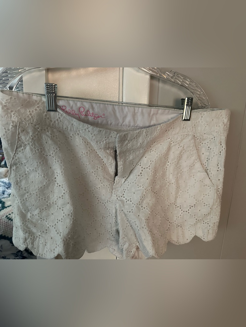 Lilly Pulitzer White Eyelet Scalloped Hem Shorts
